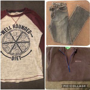 Boy's Thermal Tee, Zip Up Fleece, and Jeans